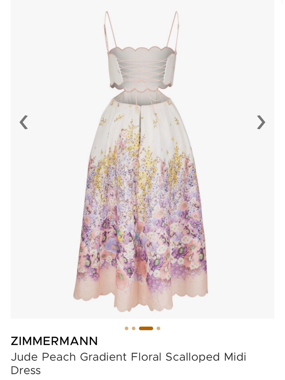 Zimmermann Jude Floral Scalloped Midi Dress 0 - Picture 2 of 8